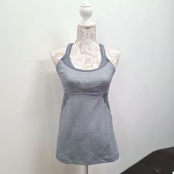 Lululemon Women Cross My Heart Tank Top Heathered Blurred Gray Size 8 - Picture 3 of 16